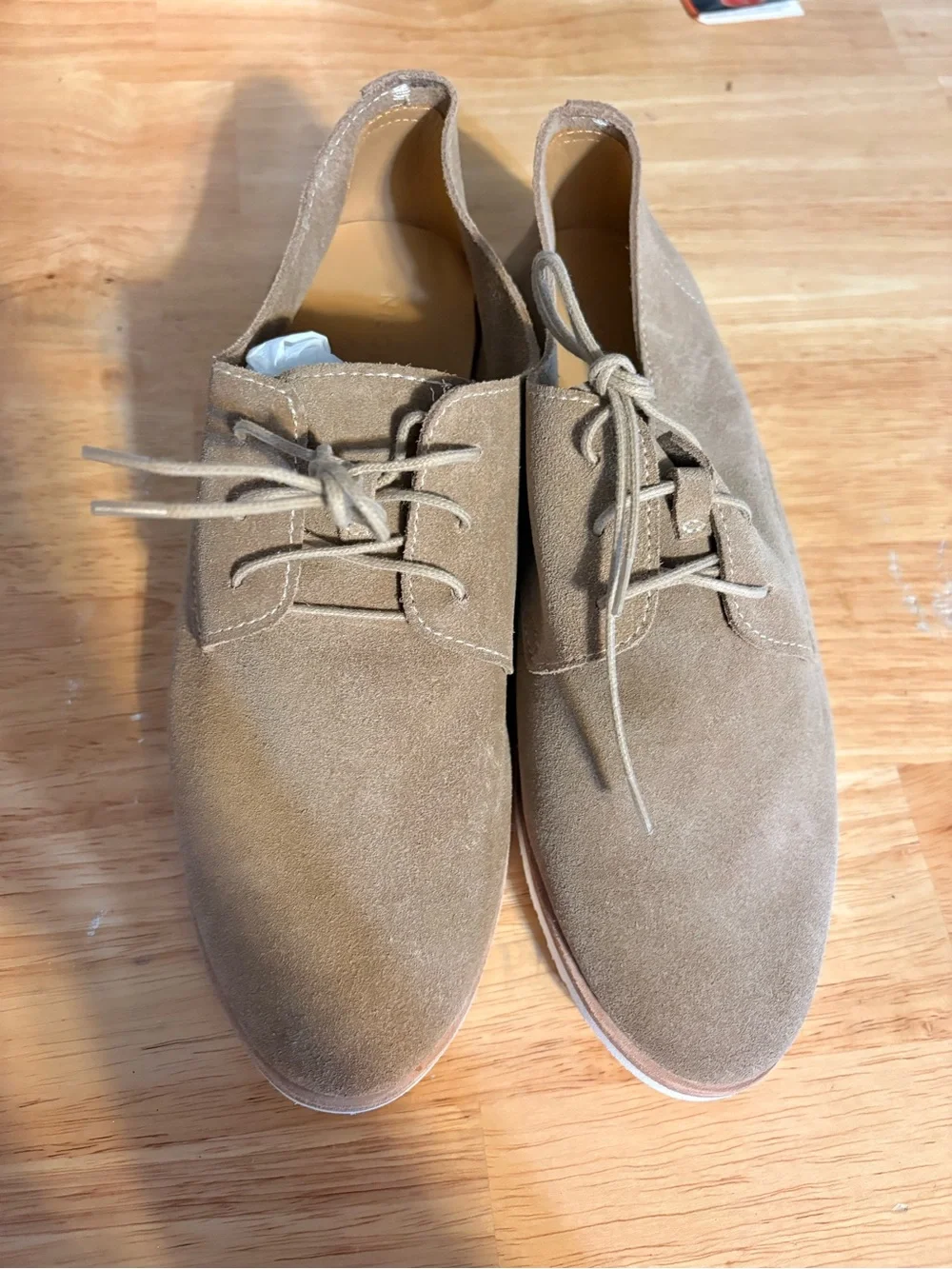 Nisolo Women's Suede Lace-Up Flats in Beige Tan
